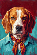 Retro Bollywood custom pet portrait of a beagle, vintage filmi style dog art by CocoBean