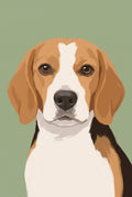 Modern Minimalist custom pet portrait of a beagle, flat colour dog art by CocoBean