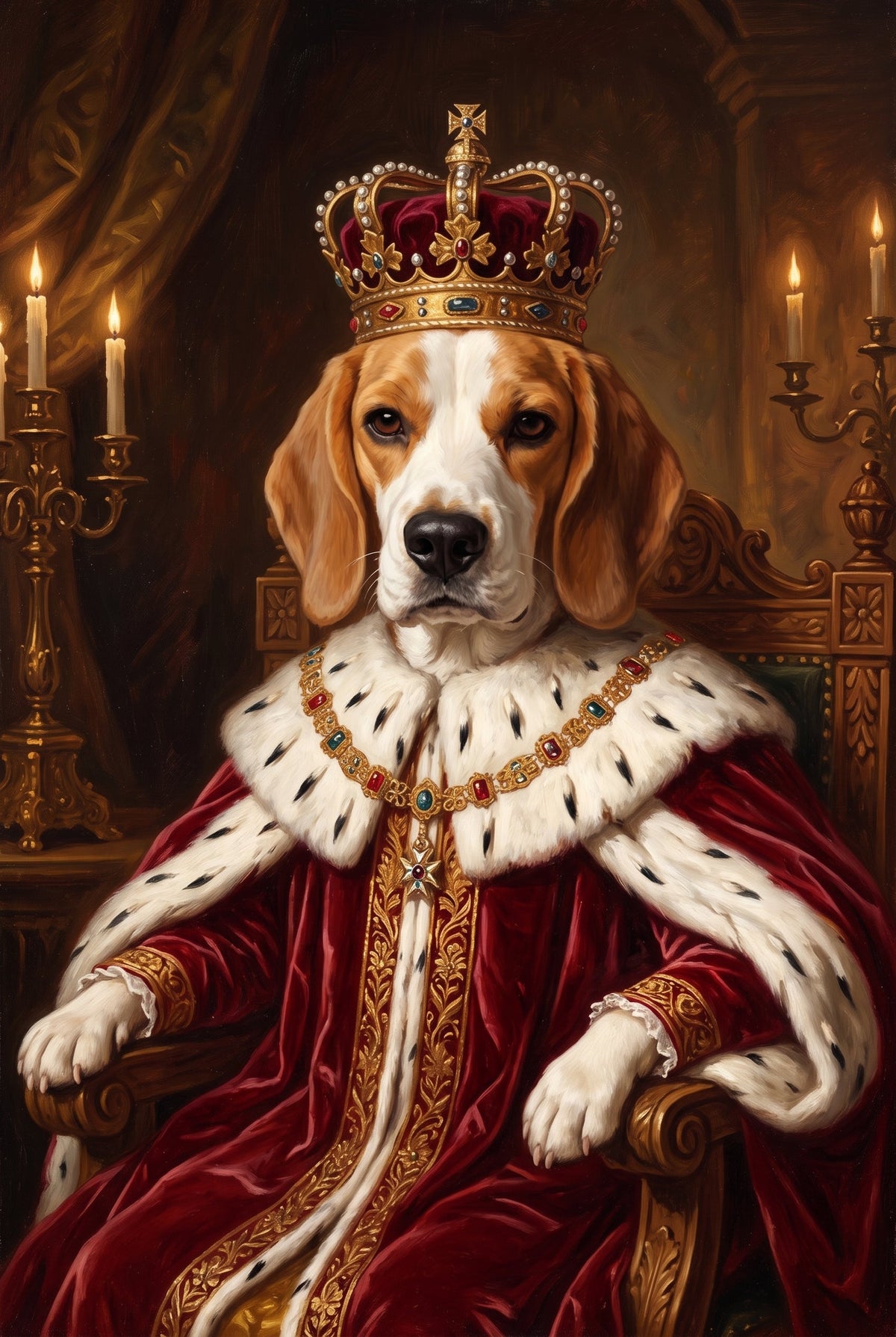 Royal Portrait custom pet portrait of a beagle, regal painted dog art by CocoBean